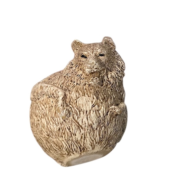Sculpted Grizzly Bear, Lion Tan & Black Stripes Carved Wax African Safari Candle - Picture 2 of 8